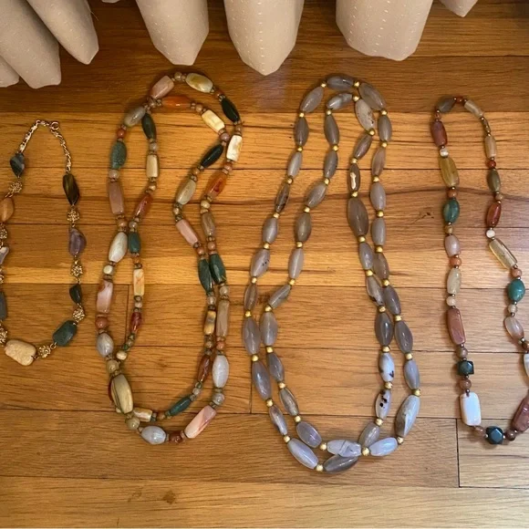Lot of 4 Vintage Natural Polished Stone Beaded Necklaces. Good Condition. - Picture 15 of 16